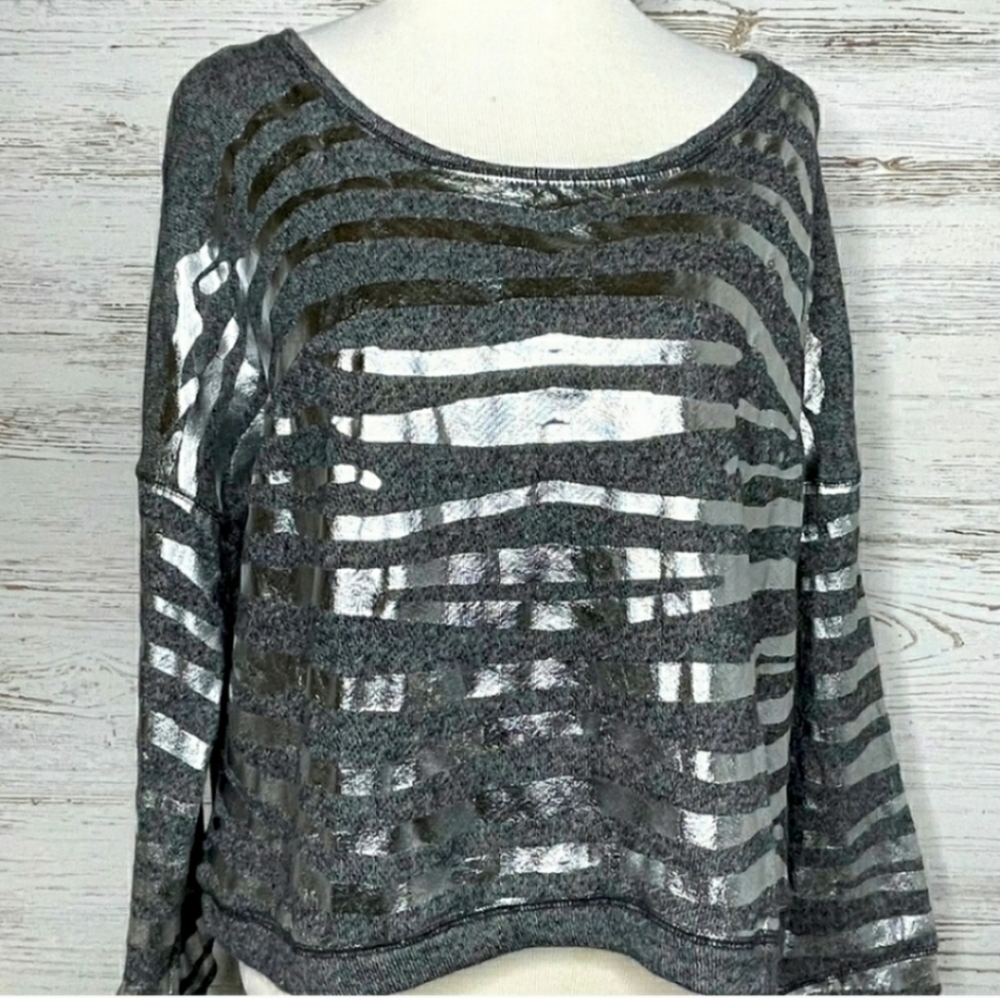 Jennifer Lopez Metallic Crop Sweatshirt